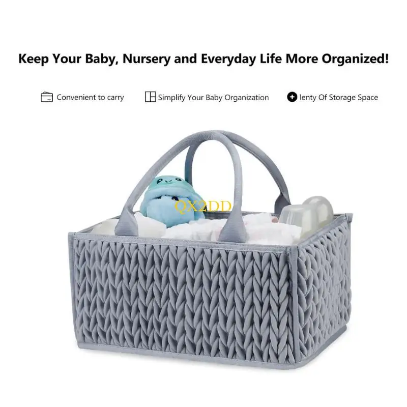 QX2D Travel Nursery Bin Bin Storage Canasta contenedor gran capacidad para pañales y toallitas Solución almacenamiento - imagen 4