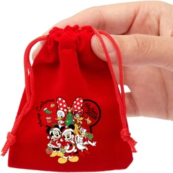 Bolsa de regalo de Navidad para niños y niñas de Mickey Mouse, bolsas con cordón de Navidad, decoraciones navideñas de Anime de dibujos animados, bolsas de almacenamiento de moda bonitas