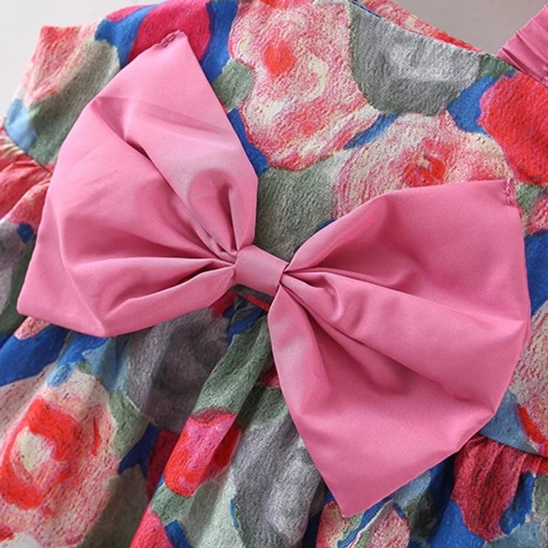 Conjuntos de 2 piezas de vestido de verano para niña, ropa coreana a la moda con bonito lazo de flores, vestidos sin mangas para niños + sombrero para el sol, ropa para bebé BC2340 - imagen 5