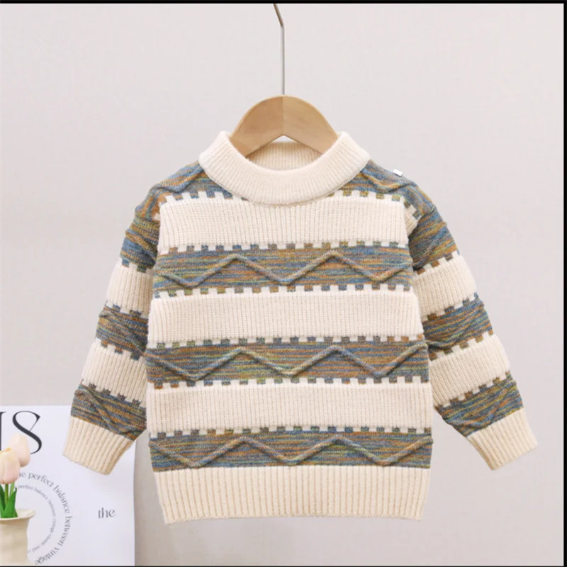 Jersey de punto a rayas para niño – Manga larga de otoño - imagen 3