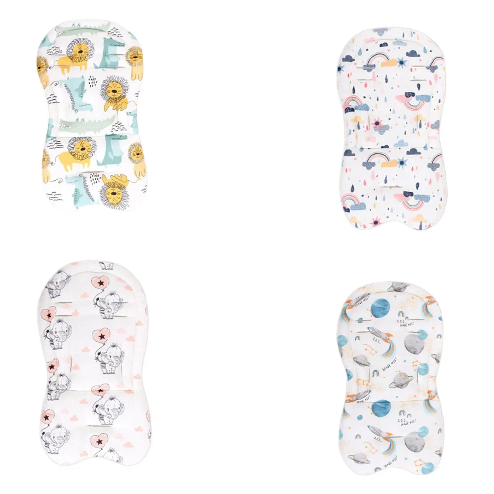 Infants Car Seats Insert Baby Stroller Cushion Breathable Cute Pattern Soft High Chair Pad Head Body Supports for Bouncer Baby