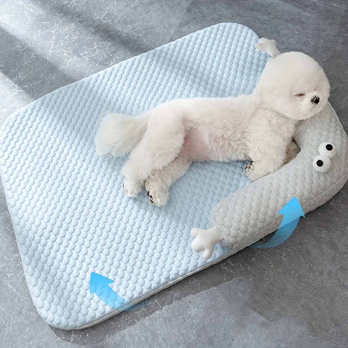 Colchoneta fresca para perros y gatos, alfombrilla transpirable de ojos grandes para cachorros y gatos pequeños y grandes, cama lavable para mascotas, nido fresco para perros y gatos, Verano - imagen 3