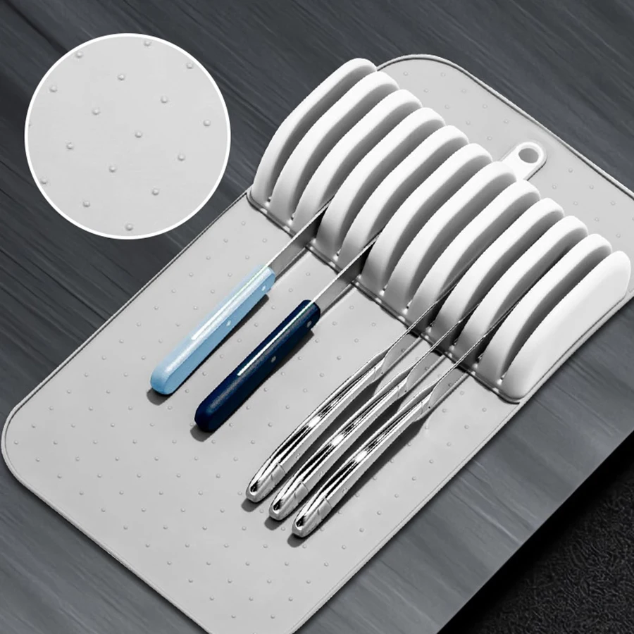 Tapete para cuchillos grande, cajón antideslizante, organizador de cuchillos, 5 ranuras y 11 ranuras, soporte para cuchillos, organización de cocina para el hogar - imagen 3