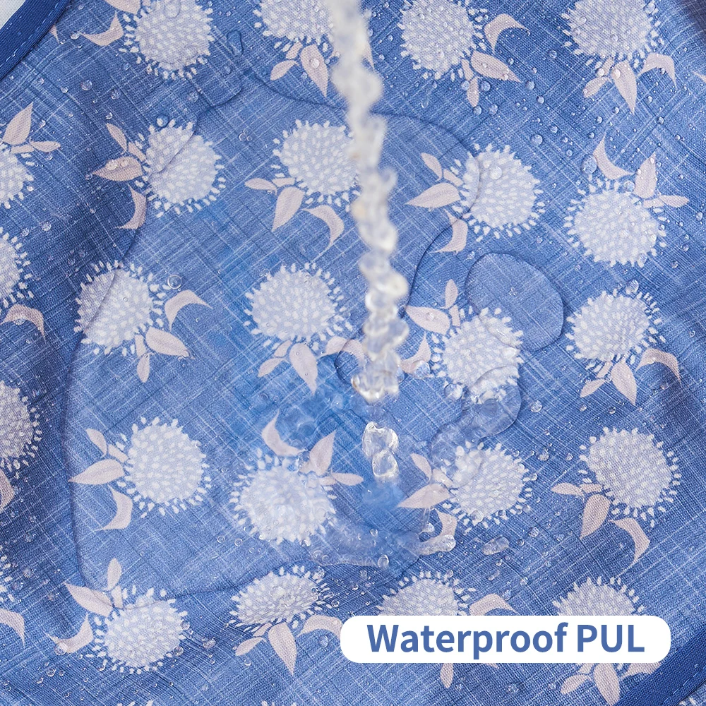 HappyFlute 1 pieza con bolsillo impermeable impresión sin mangas gancho y bucle + correa babero de alimentación de bebé fácil de limpiar - imagen 3