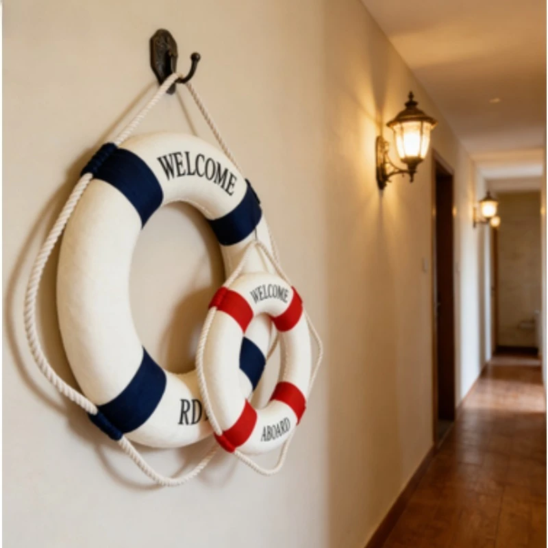 Decoración náutica infantil – Boya salvavidas roja y azul - imagen 3