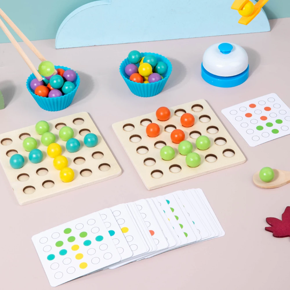 Clasificador Montessori cuentas de madera para niños - imagen 4