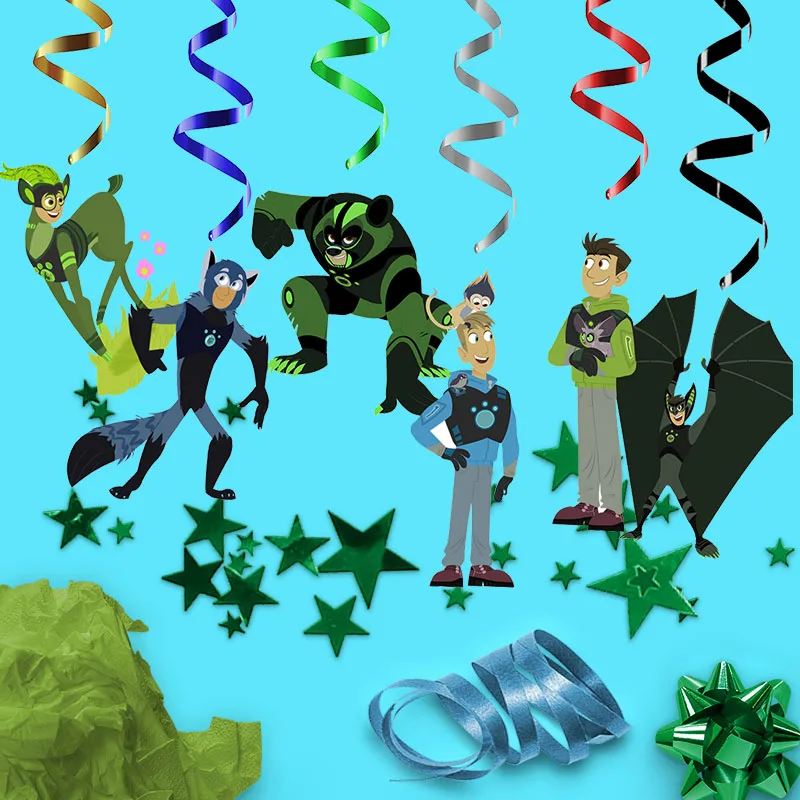 MINISO 6 uds. Colgante en espiral de Kratts salvajes de PVC para bodas, decoraciones de cumpleaños, decoración de flores de hidromasaje en el lugar