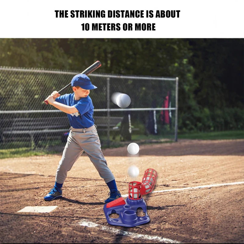    Juego de juguetes de béisbol para niños 3 en 1 con soporte de bola colgante/bola en T de pie/lanzador automático altura ajustable béisbol para niños pequeños Navidad - imagen 2