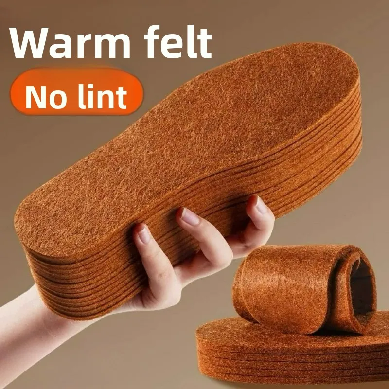 2 plantillas de fieltro engrosadas de invierno para hombres y mujeres, transpirables, absorbentes del sudor, suaves, cómodas y resistentes a olores