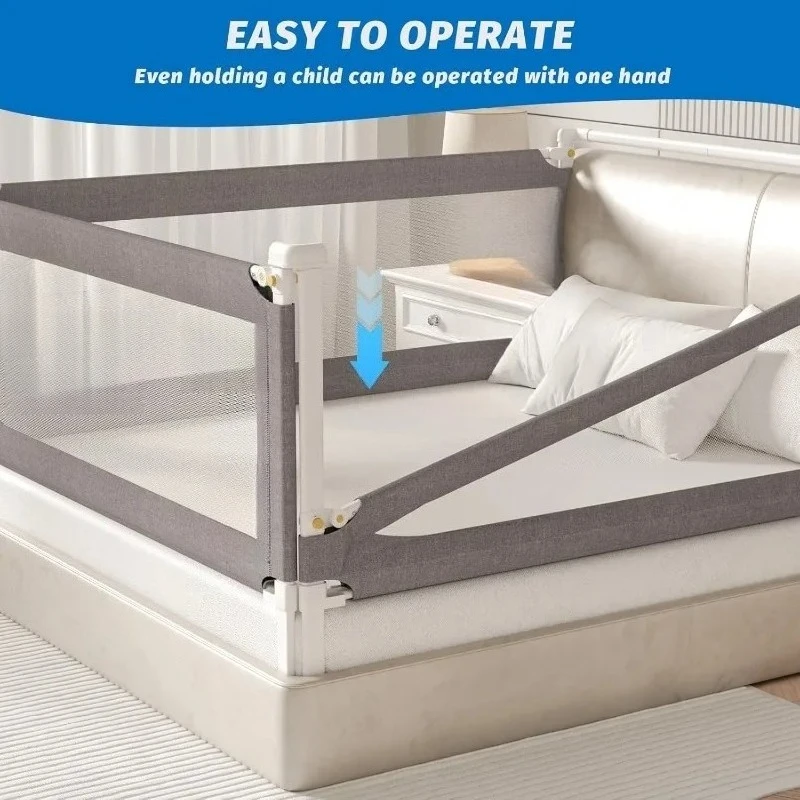 Riel de seguridad para cama de 1 lado, barandilla de seguridad para bebé, barrera anticaída para cama, valla de seguridad para cama sin taladro, adecuado para múltiples camas - imagen 4