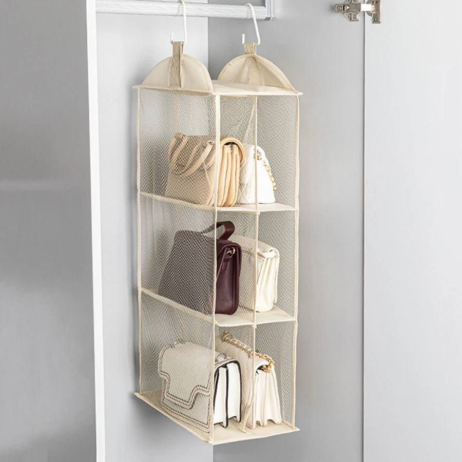 Nuevo Bolsa de almacenamiento plegable para armario, bolso colgante transparente, organizador en capas con gancho, bolsa de almacenamiento, armario - imagen 5