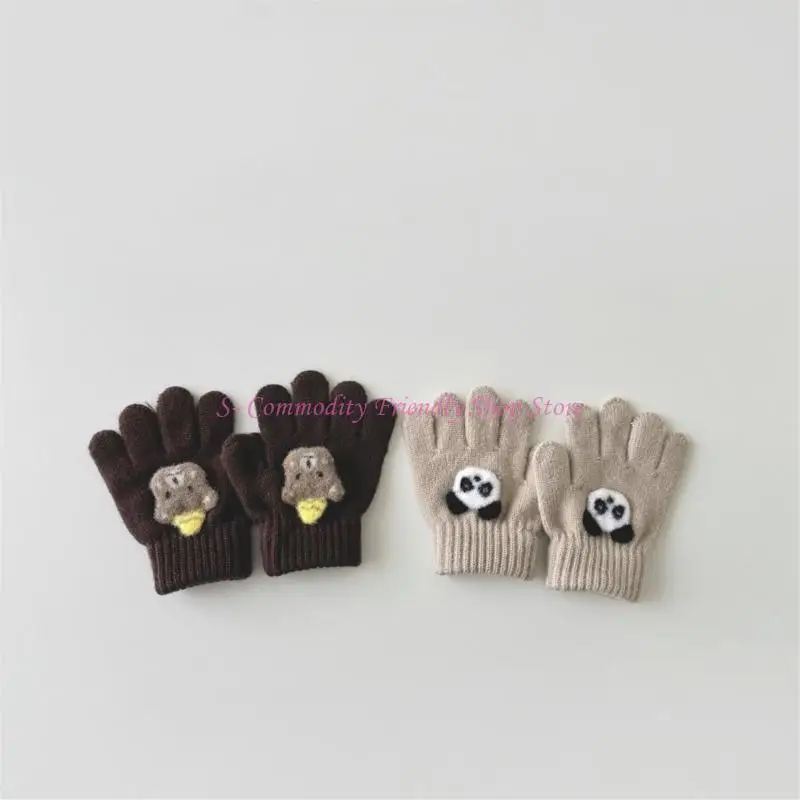 85AE Otoño Invierno guantes tejidos animales dibujos animados guantes cálidos para niños 3 a 6 años guantes aire libre - imagen 4