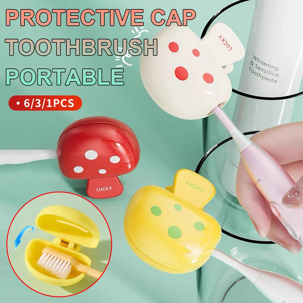 6/3/1 Cubierta para cabezal de cepillo de dientes de viaje - Linda cabeza de cepillo de dientes en forma de seta - Tapa protectora Tapa protectora portátil, adecuada para