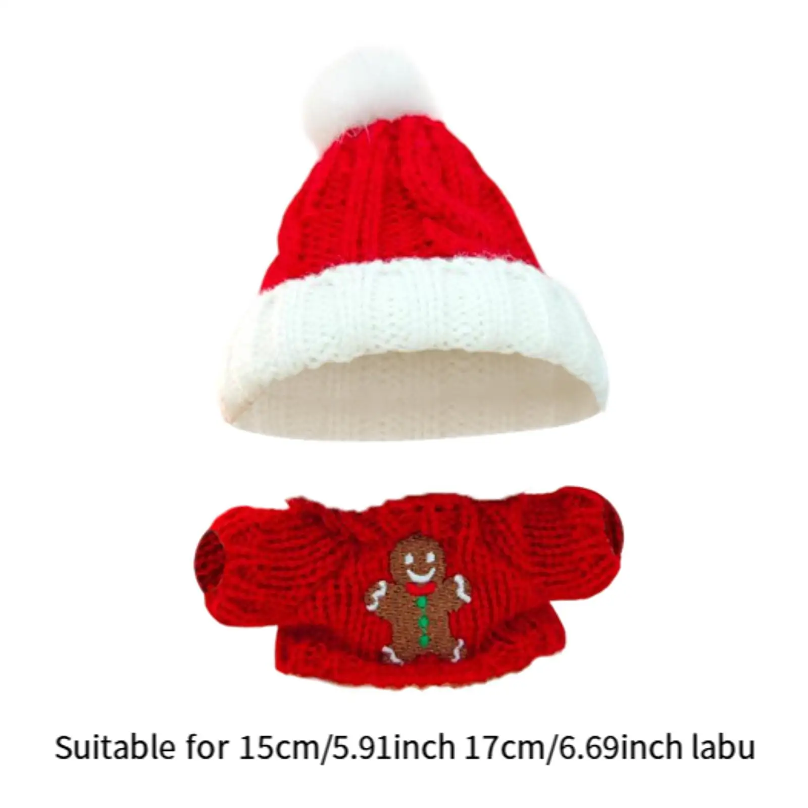 Doll Clothes for 15cm-17cm,Doll Clothing,Gingerbread Man Sweater with Santa Hat Doll Christmas Costume Cute