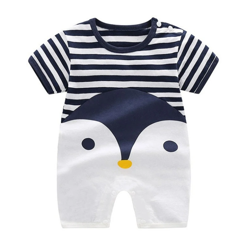Mono unisex a rayas con dibujos de pingüinos para bebé, con sombrero a juego, bonito pelele navideño para salida de primavera y otoño para niños y niñas - imagen 2