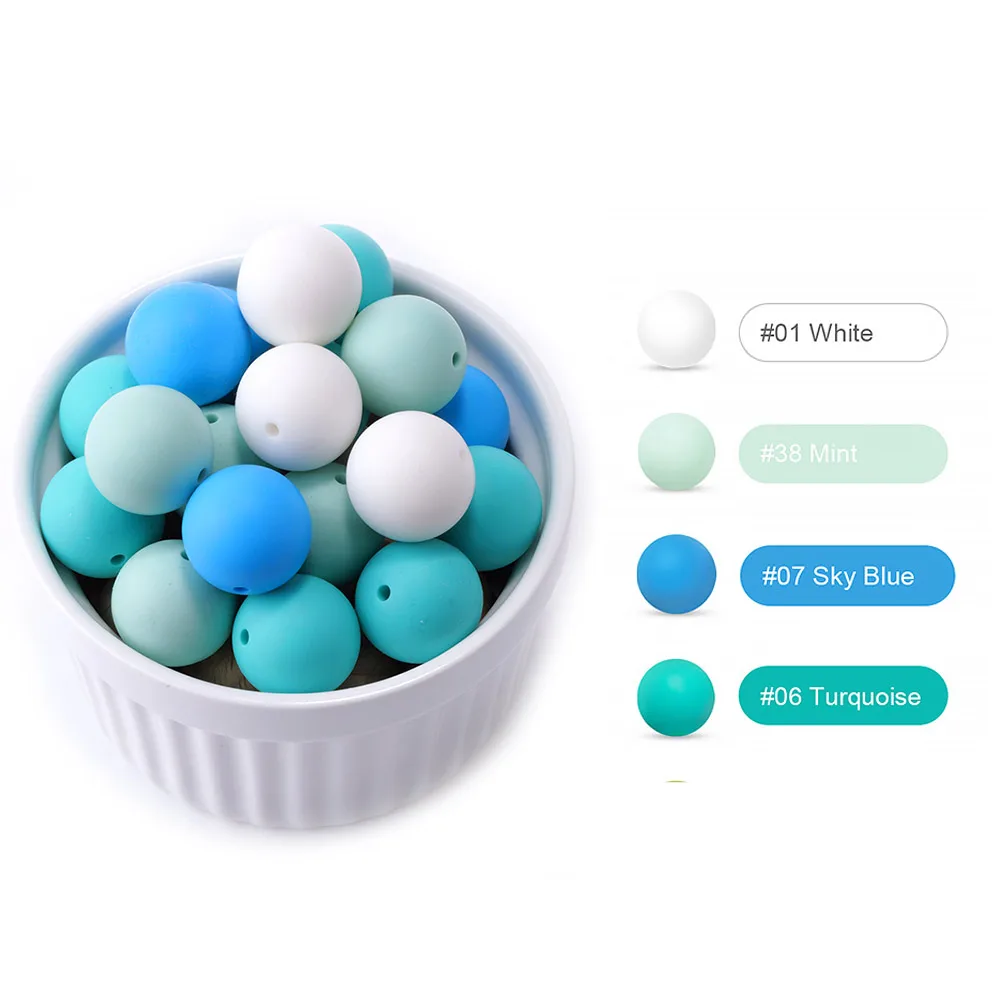 TYRY.HU-Cuentas redondas de silicona de grado alimenticio para dentición, mordedor masticable para bebé, 12mm, 10 piezas - imagen 3