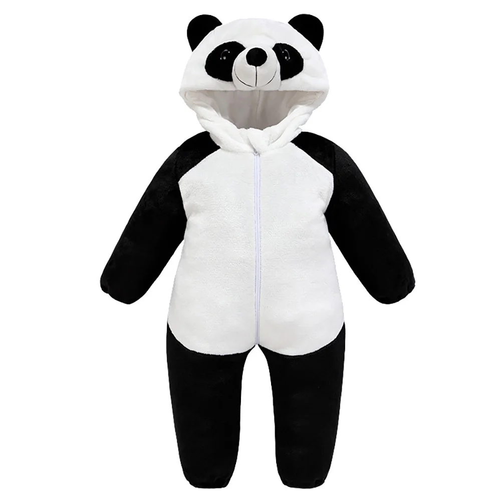 1 Uds pelele mono franela cómodo cálido de una pieza protectora foto de dibujos animados Prop Layette pelele en forma de Panda - imagen 2