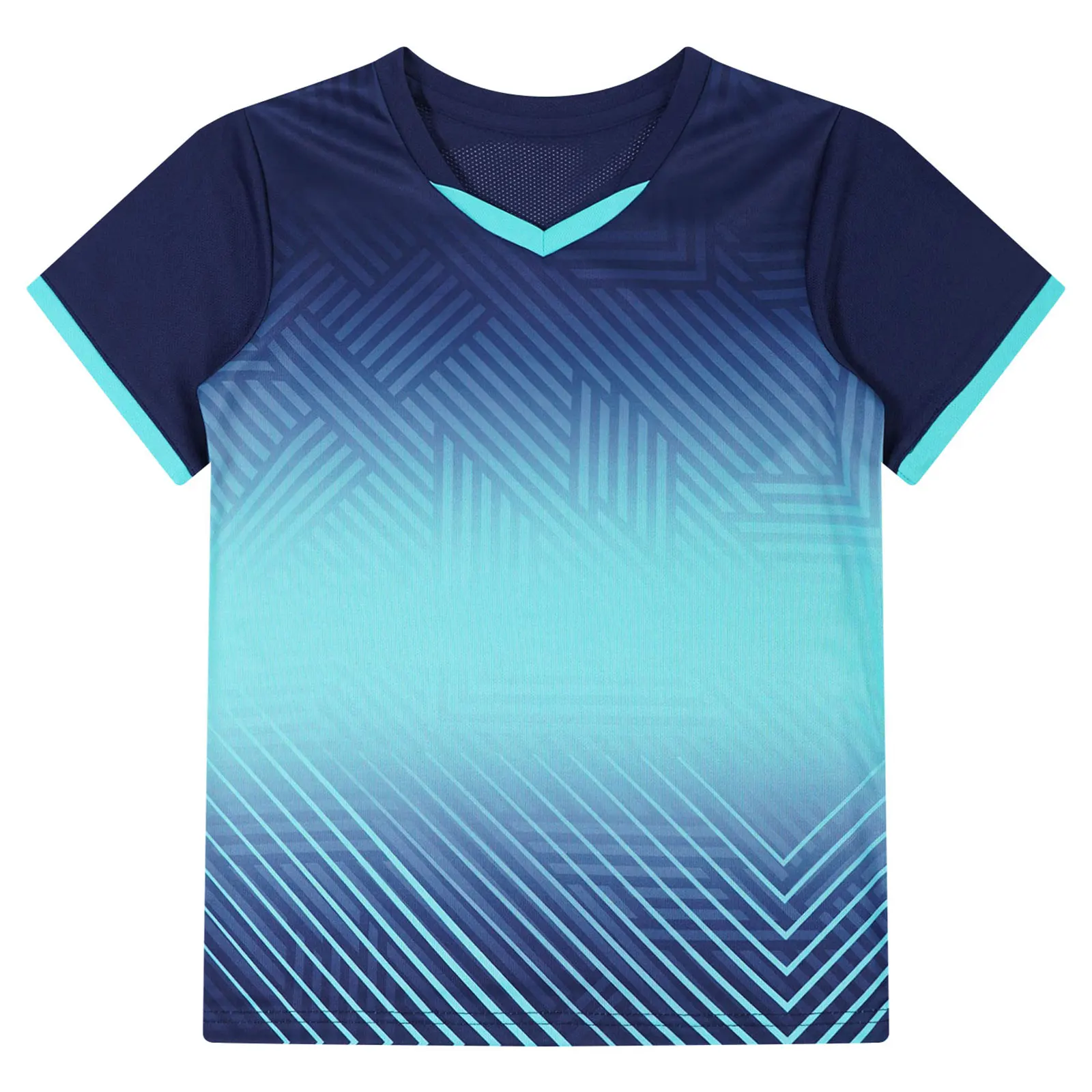 Camiseta deportiva a rayas para niños, Jersey de fútbol gradiente, Tops atléticos transpirables de secado rápido para entrenamiento, correr - imagen 4