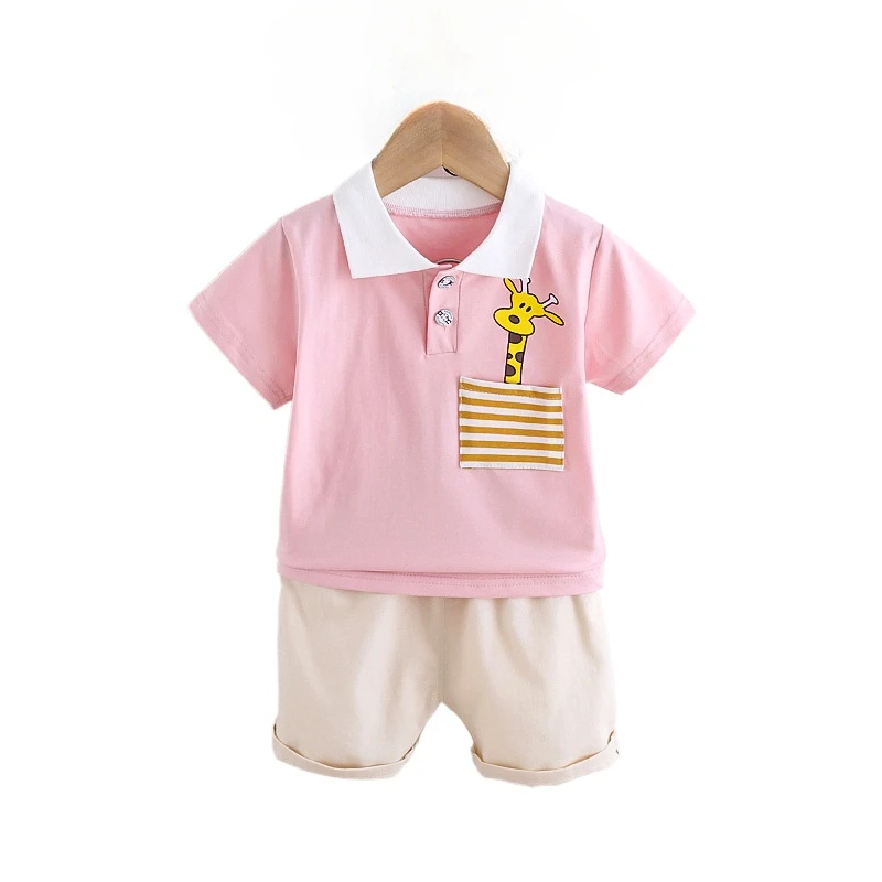 Ropa de moda de verano para bebés, traje para niños, camiseta de manga corta, pantalones cortos, 2 unids/set, ropa para niños, disfraz informal de algodón para niños