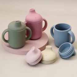 Taza portátil de silicona para bebé con mango ergonómico