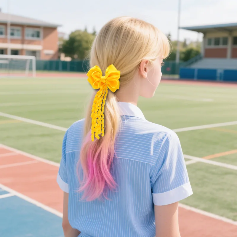 Accesorios cabello niñas porristas: lazos cola de milano con flecos - imagen 3