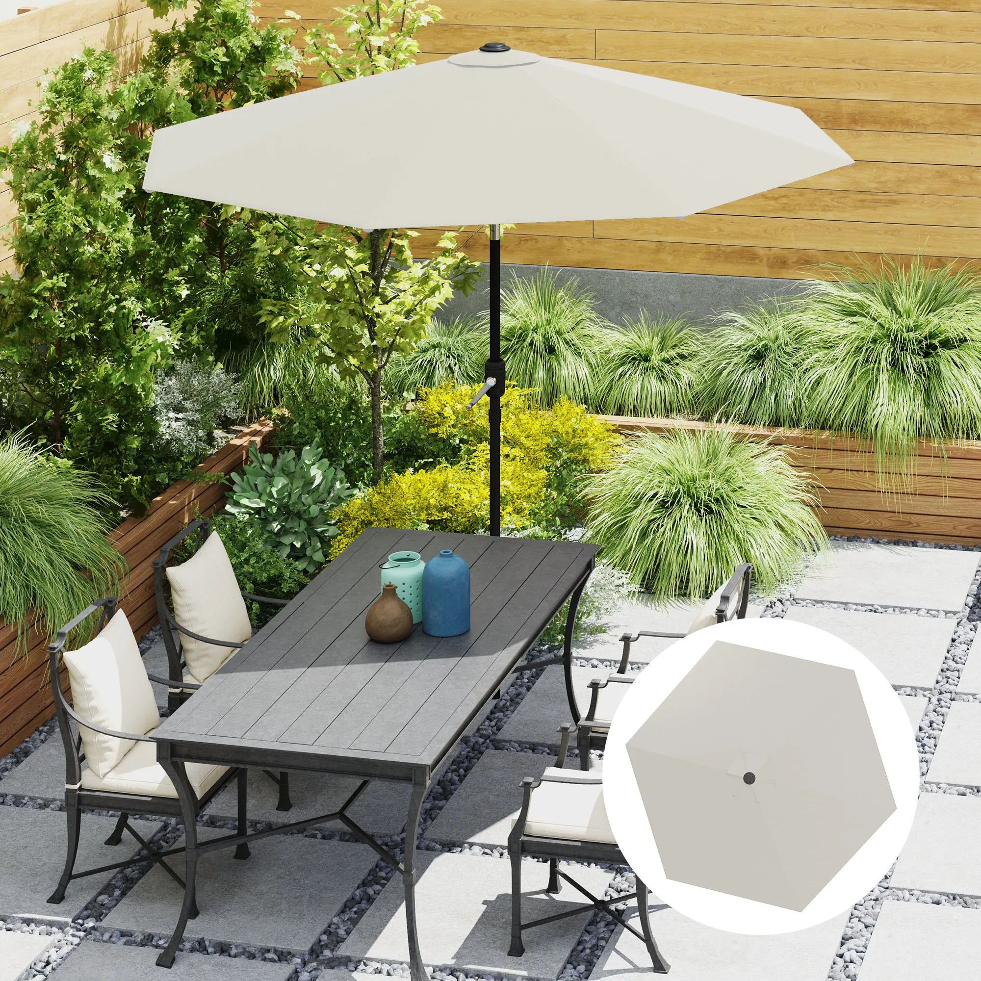 Outsunny Toldo de Recambio de Sombrilla de 3 m Toldo de Repuesto para Sombrilla de Patio con Ventilación Superior Protección UV 30+ Cubierta de Repuesto para Parasol de Poliéster para Exteriores