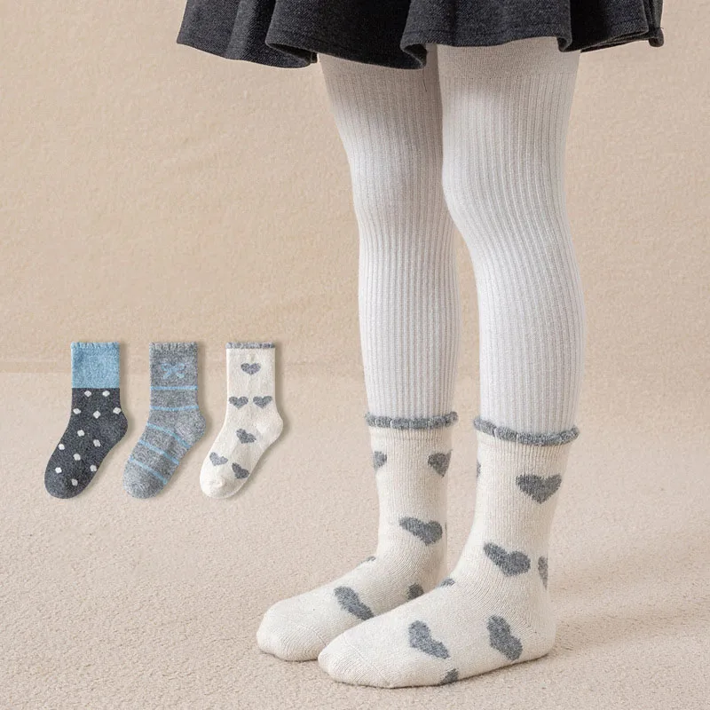 Calcetines de invierno altos para niñas de punto cálido en tubo - imagen 5
