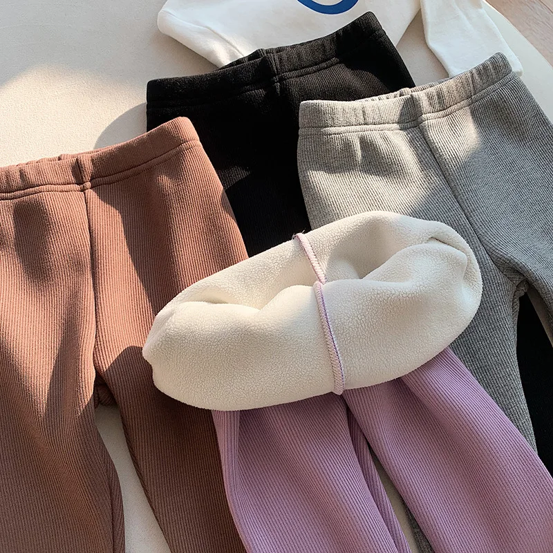 Leggings de lana para niñas – Pantalones cálidos terciopelo otoño invierno - imagen 5