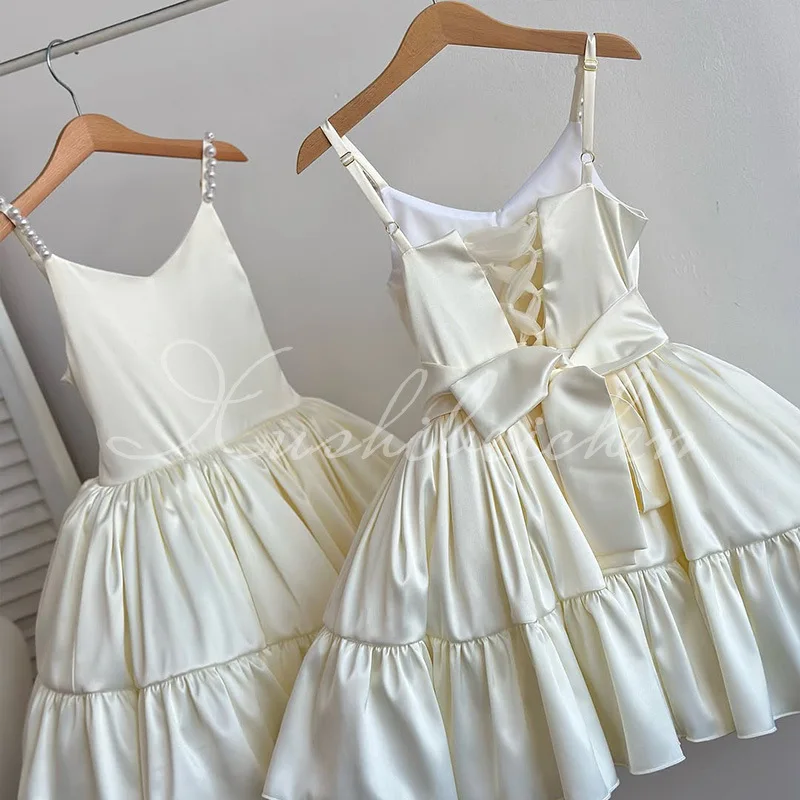 Vestidos de princesa para niña de flores para boda, fiesta de cumpleaños, vestido de baile con cuello en V, desfile de damas de honor junior, vestido de baile formal para niños - imagen 4