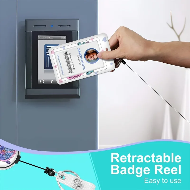 Cordón retráctil con soporte para tarjeta de identificación, Clip giratorio, cordón de enfermera de salud Mental para enfermera, profesora, trabajo de oficina, mujeres - imagen 5