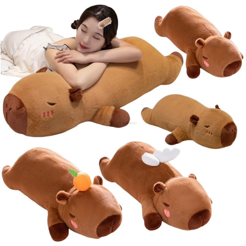 Peluche capibara kawaii – Cojín largo de felpa para bebés - imagen 4