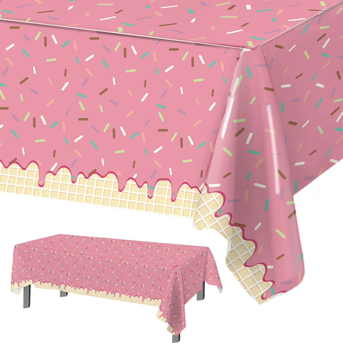 Mantel desechable de Donut rosa, cubierta de mesa de Donut, decoración de fiesta de 1er cumpleaños para niñas, suministros de boda y cumpleaños para niños, Baby Shower