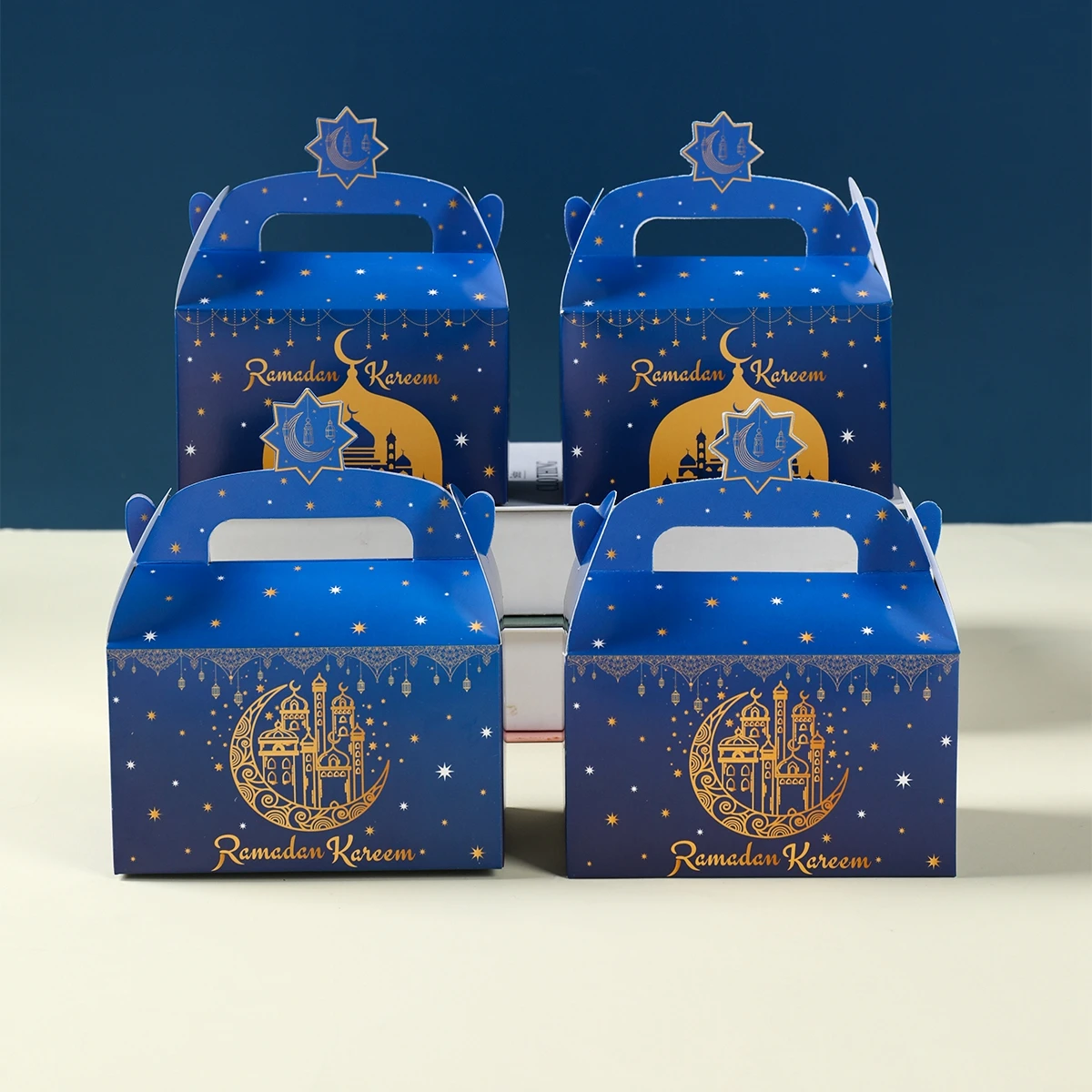 Caja de regalo de dulces Eid Mubarak, caja de embalaje blanca y negra, decoración de Ramadán, suministros festivos para fiestas musulmanas islámicas, 4 Uds. - imagen 5