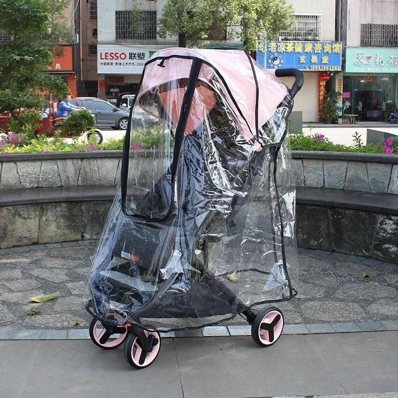 Cubierta de lluvia para cochecito, parabrisas para cochecito de recién nacido con cremallera, accesorios universales para coche de bebé - imagen 4