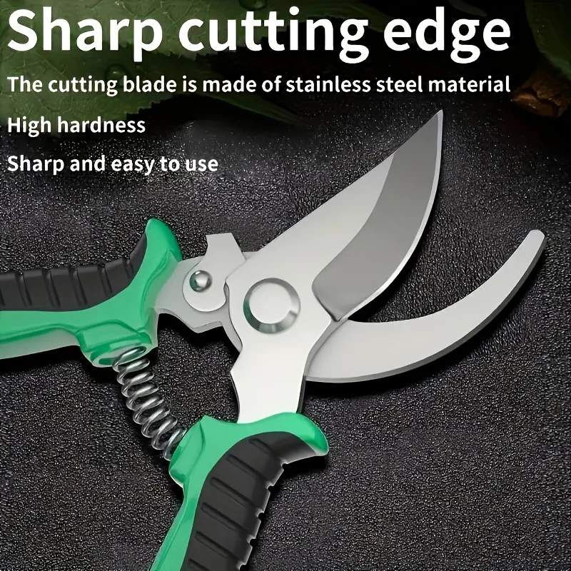 Tijeras de podar acero inoxidable con mango ergonómico verde - imagen 3