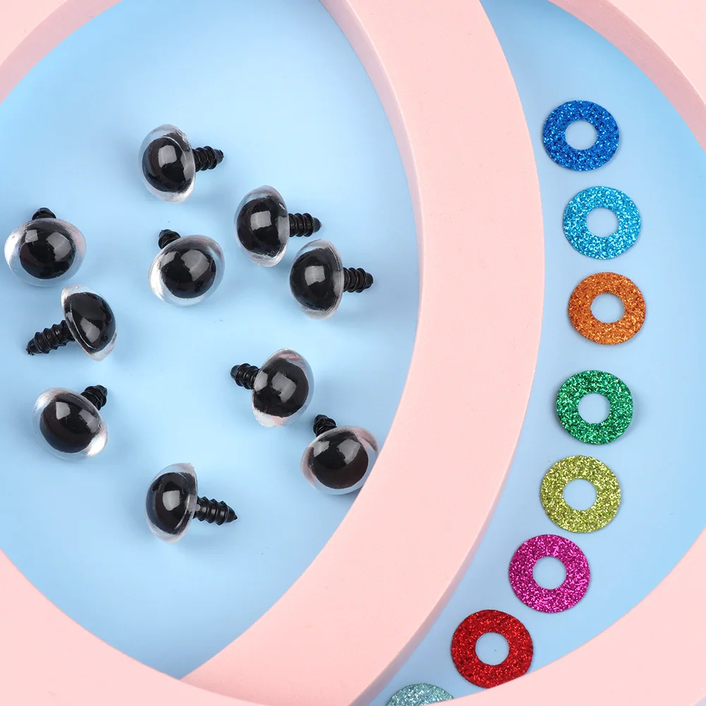 Ojos de cristal con purpurina de seguridad de plástico, coloridos, para juguetes, manualidades, animales, muñecas de ganchillo Amigurumi, 16mm, 18mm, 20mm, 24mm, 5 pares - imagen 5