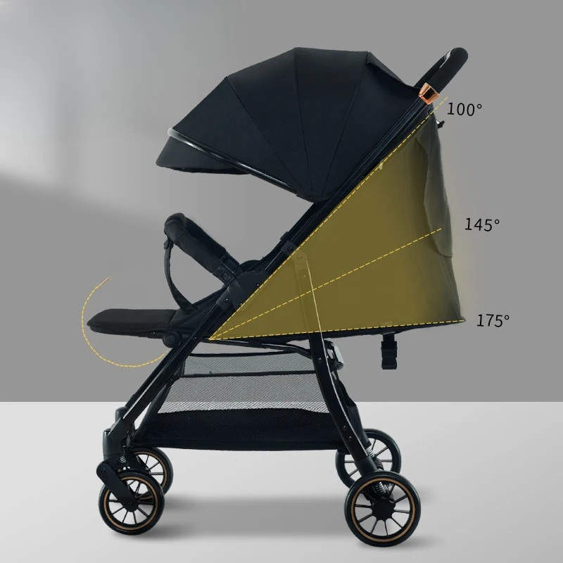 ‌ Cochecito de bebé con vista alta, asiento reversible, cochecito para recién nacido de doble choque, ruedas grandes, diseño plegable con un solo clic, todos los terrenos - imagen 5