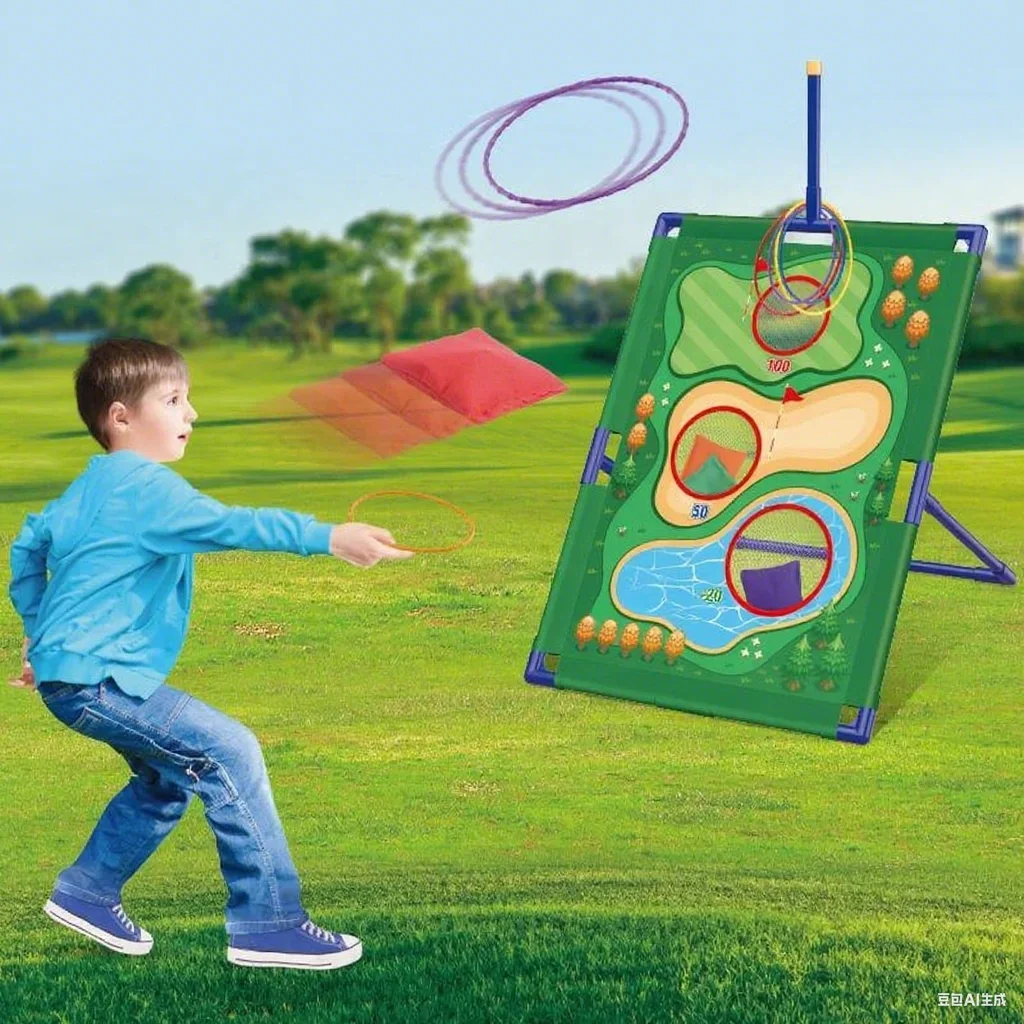 Estante de tela para Golf, anillo de saco de arena 3 en 1, juego de lanzamiento, juego de estera de práctica, deportes al aire libre, juguetes interactivos para padres e hijos, juego de Golf de Navidad - imagen 3