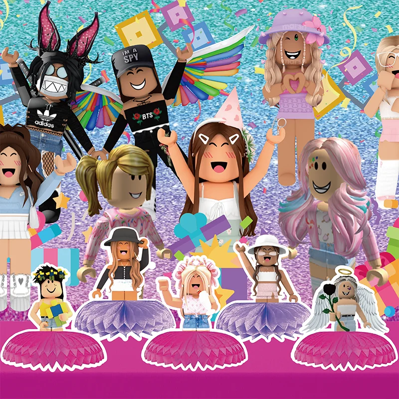 Roblox-Juego de dibujos animados de panal de abeja para niña, suministros de decoración de fiesta de escritorio, regalos para niños, juguetes para Baby Shower - imagen 2