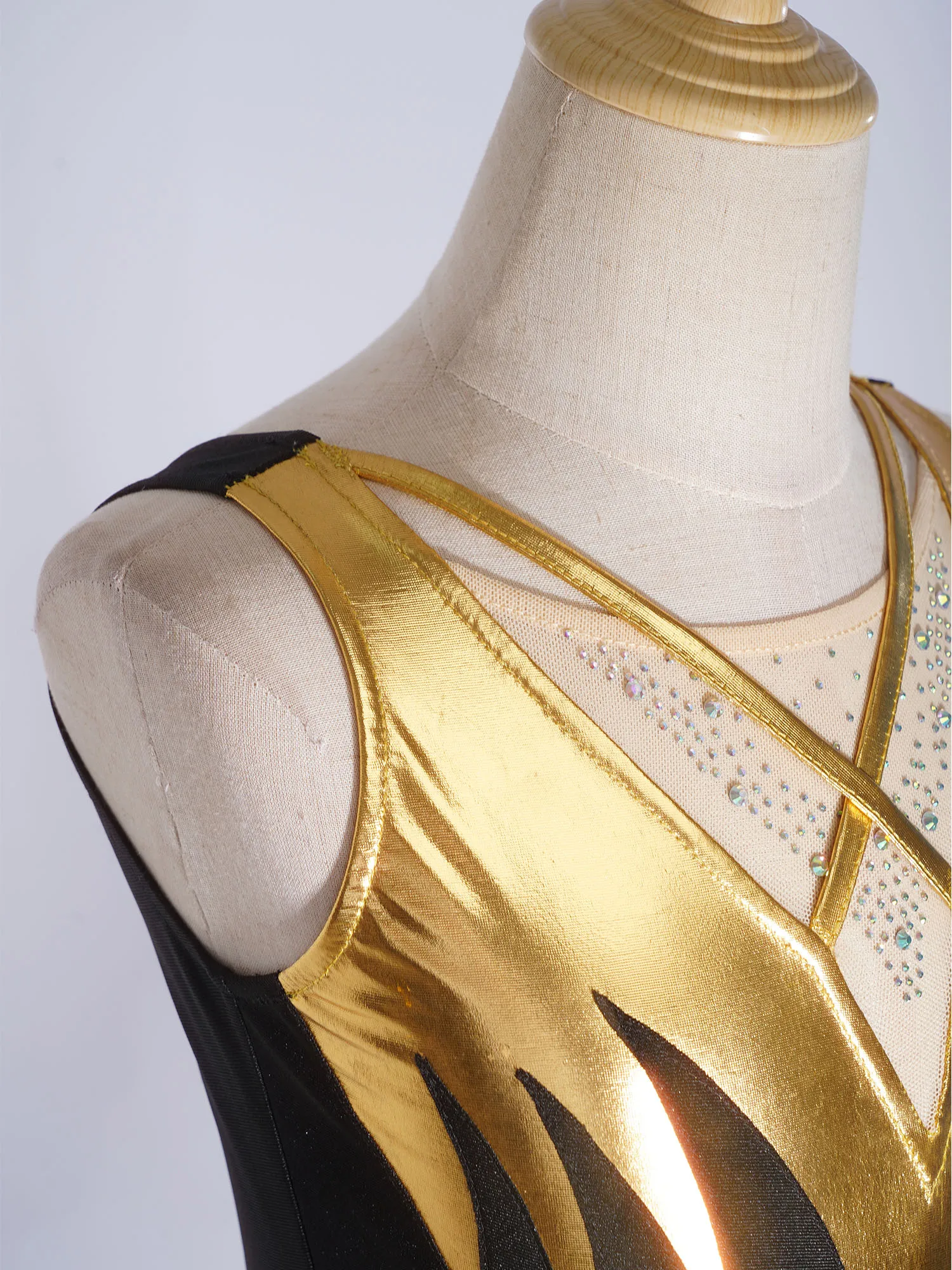 Vestido de patinaje artístico con pedrería y tutú para niña - imagen 5