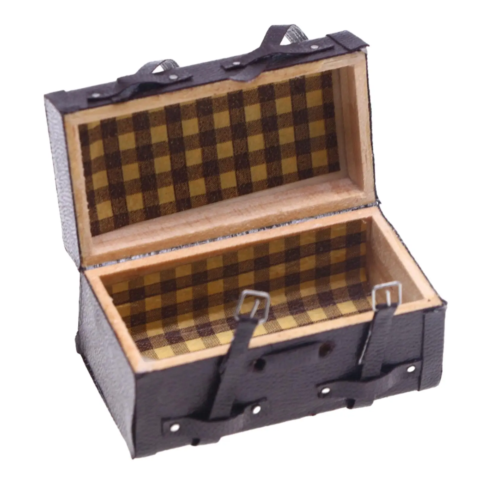 Miniature Dollhouse Suitcase 1/12 Scale Classical Mini Trunk Case for Micro Landscape Pretend Toys Diorama Photo Props Accessory