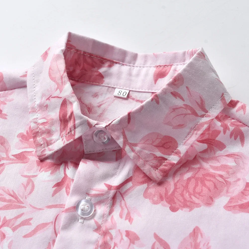 Ropa para niños, conjunto de camisa de manga corta estampada para niños y vestido para niñas, vacaciones en la playa, ropa para padres e hijos para hermanas y hermanas - imagen 4