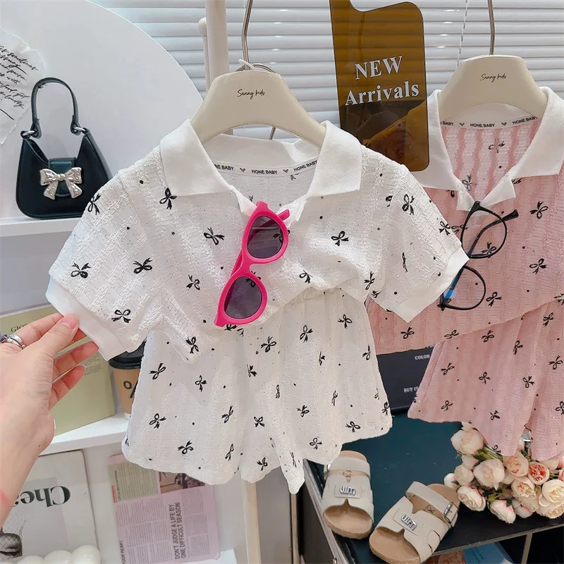 Conjunto bebé niña verano lazo y pantalón corto ligero - imagen 3