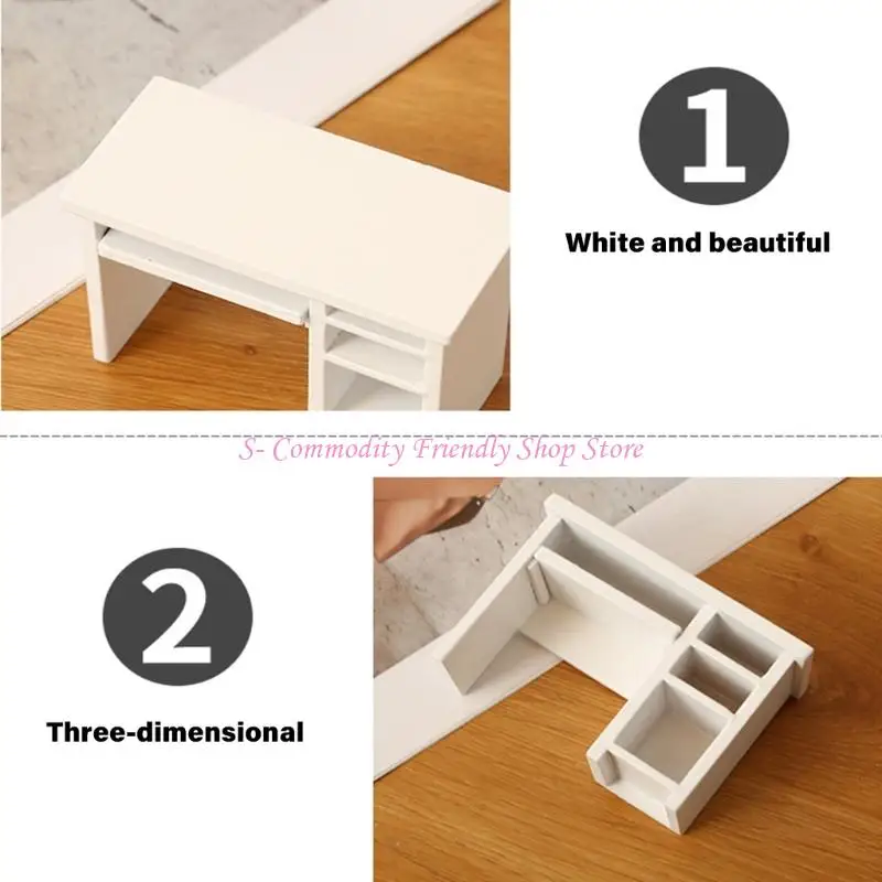 85AE 1/12 Casas muñecas Desk y silla escritorio oficina con diseño intercambiable para pantallas miniatura creativas