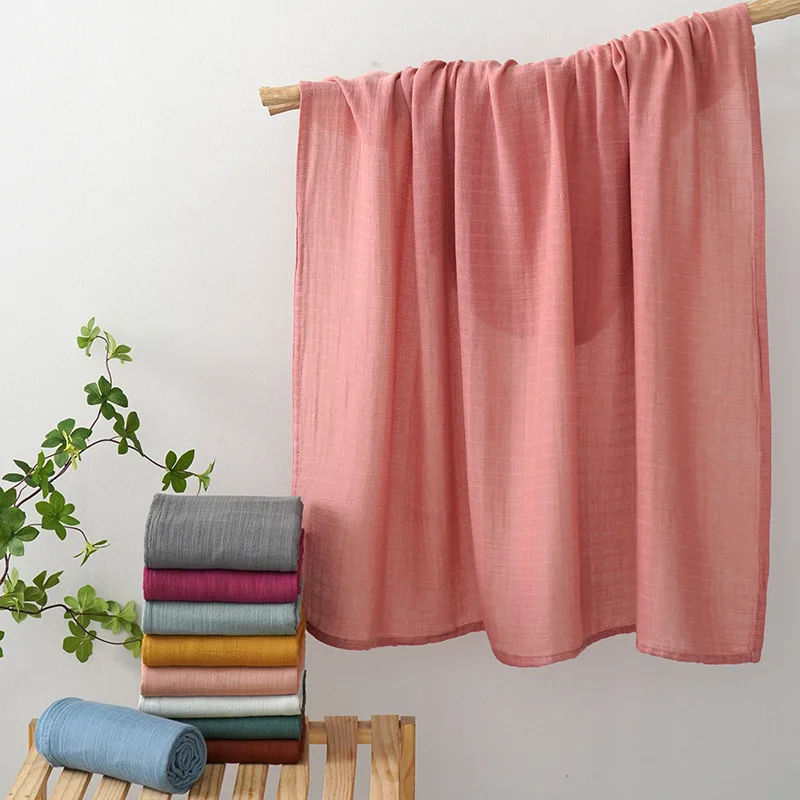 Mantas envolventes de muselina de bambú de 2 capas, manta receptora de toalla de bebé de Color sólido, envoltura de gasa ultrasuave, cubierta transpirable para guardería - imagen 3