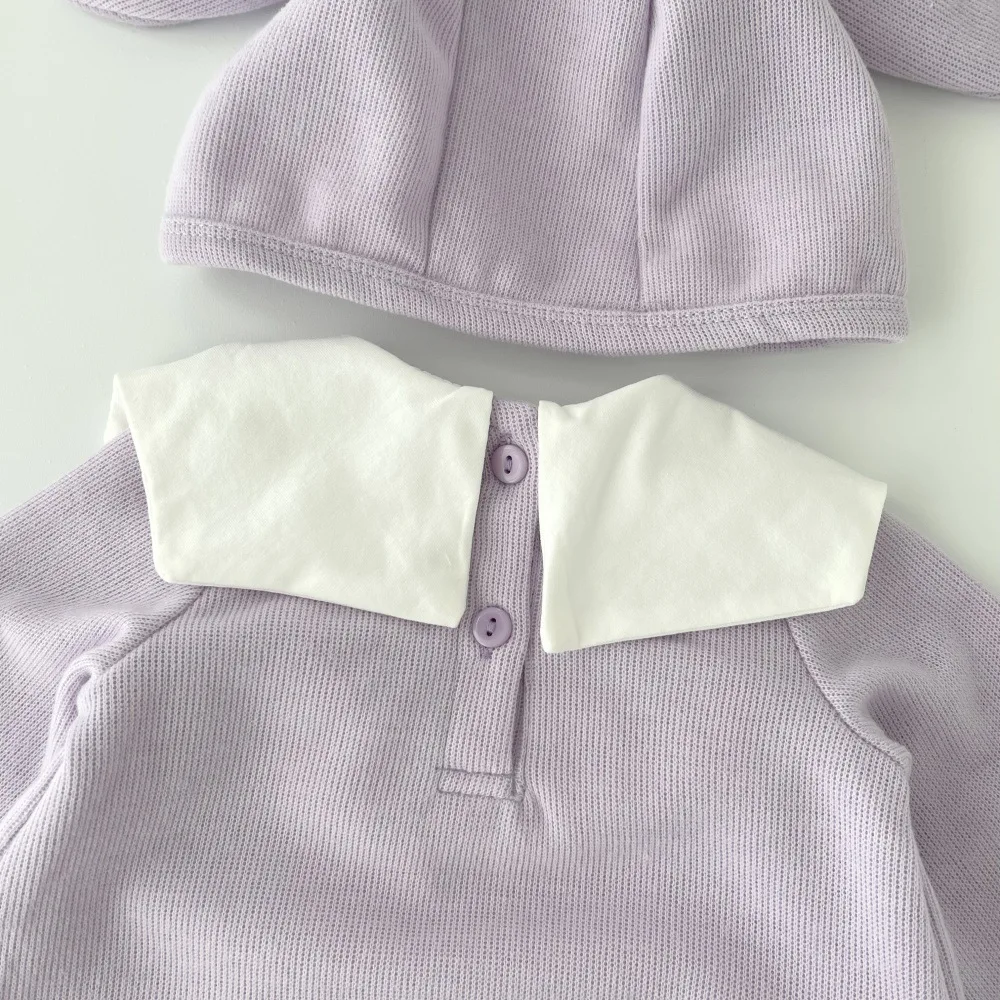 Conjunto de ropa para niñas recién nacidas, traje de una pieza con cuello Peter Pan y bordado de tulipán, primavera 2025 - imagen 5