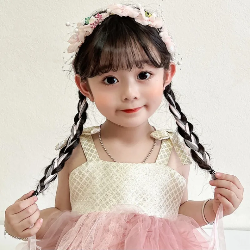 Tocado de encaje de flores y corona para niños, guirnalda de princesa bonita, cinta de perlas, broche para el pelo, accesorios para el cabello para niñas con flores de boda - imagen 3