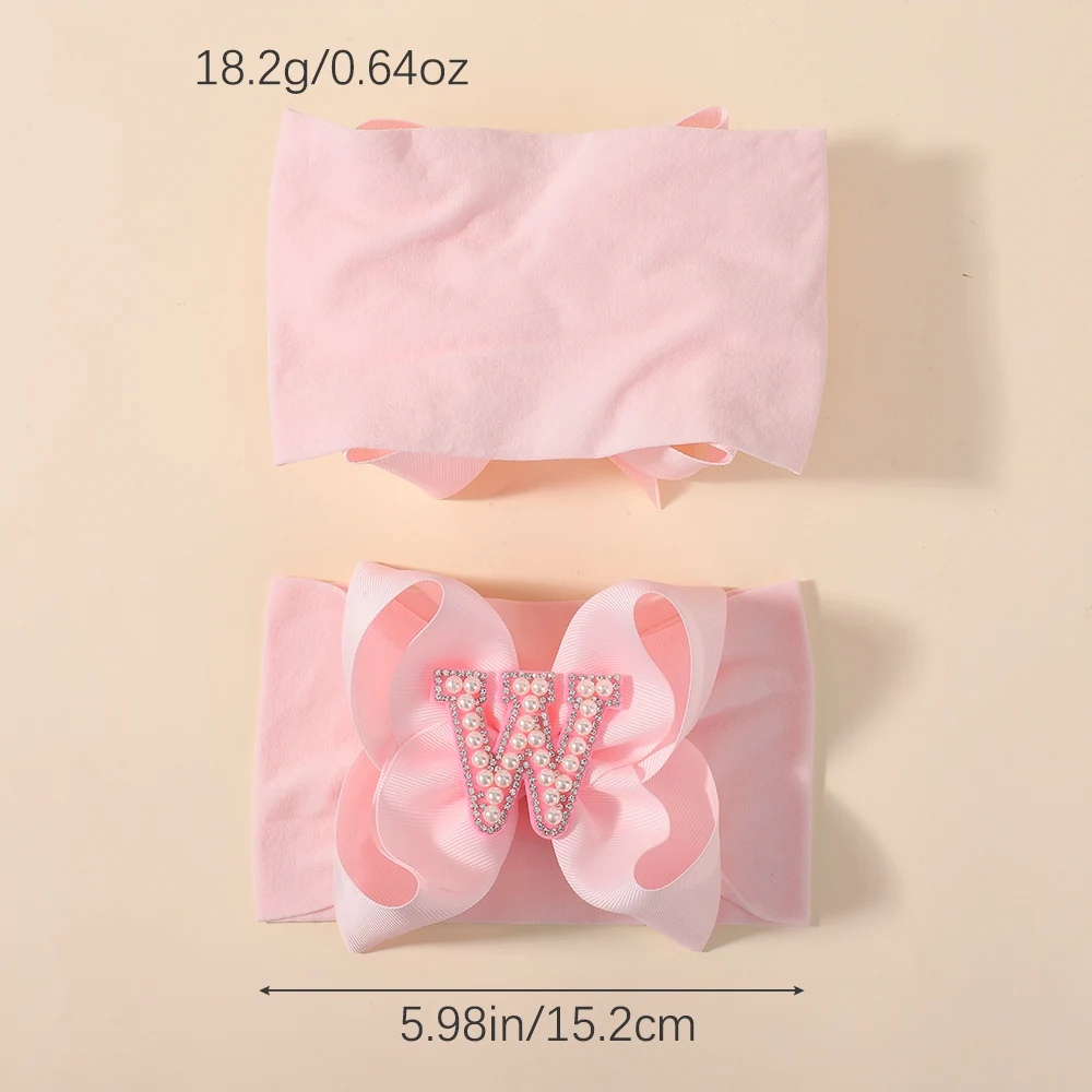 Diadema de perlas con lazo rosa grande para niña – banda nailon suave - imagen 5