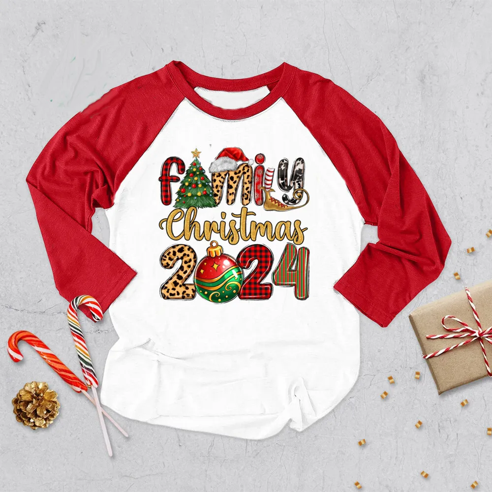 Camisas raglán Manga Larga Navidad Familia – Conjunto padre, madre e hijo - imagen 5