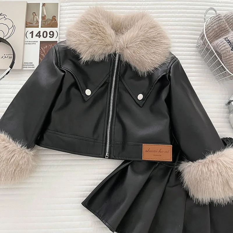 MILANCEL nuevo conjunto de ropa de invierno para niños 2-7T abrigo acolchado de lana para niñas + falda versión coreana traje suelto para niños 2 uds - imagen 4